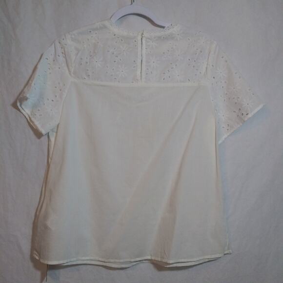 Shein Elegant White Eyelet Women's French Cottage Top Natural Neutral Size L - Picture 8 of 8